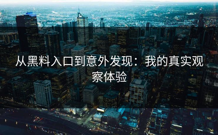 从黑料入口到意外发现：我的真实观察体验