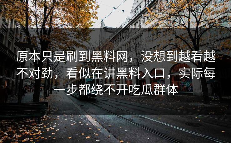 原本只是刷到黑料网，没想到越看越不对劲，看似在讲黑料入口，实际每一步都绕不开吃瓜群体