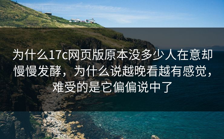 为什么<strong>17C</strong>网页版原本没多少人在意却慢慢发酵，为什么说越晚看越有感觉，难受的是它偏偏说中了