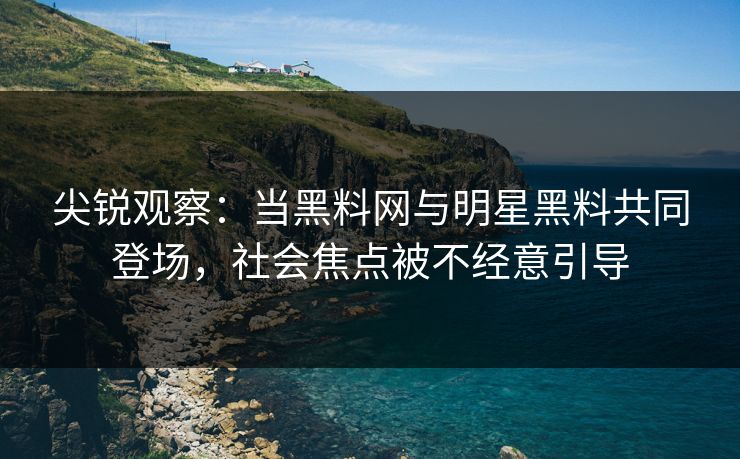 尖锐观察：当黑料网与明星黑料共同登场，社会焦点被不经意引导