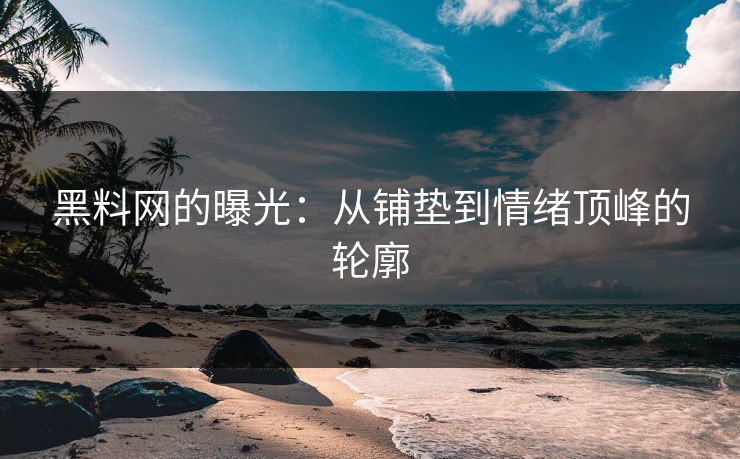 黑料网的曝光：从铺垫到情绪顶峰的轮廓